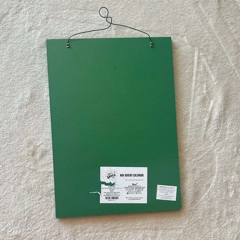 Grinch Christmas Countdown Calendar - Green